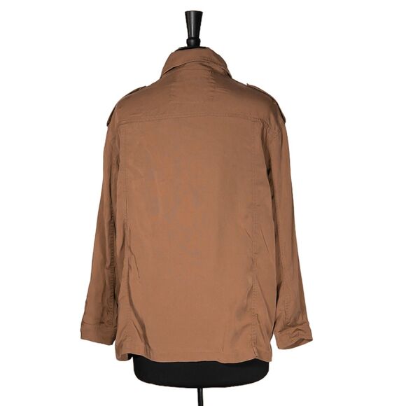H&M Women's Brown Utility Jacket Oversized Field Cargo Twill Button Coat Small - Picture 2 of 10